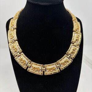 Vintage Two Tone Jaguar Collar Necklace Panther Leopard 1980s 80s Dynasty Rare